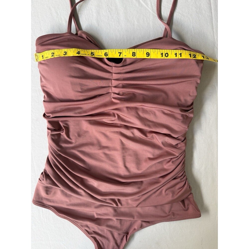 Express Body Contour Ruched Bodysuit Rust Red Size Medium Adjustable Straps - Picture 7 of 10